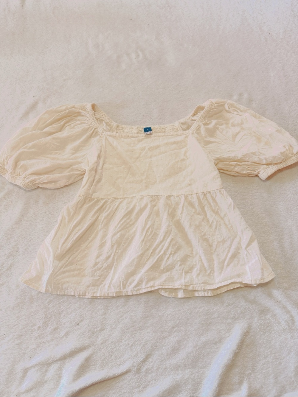 Old Navy Cream Puff-Sleeve Peplum Blouse